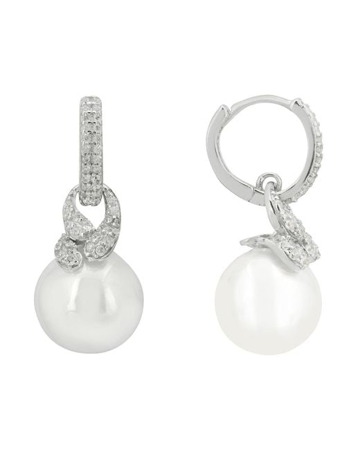 Latelita London White Tie The Knot Drop Pearl Earrings