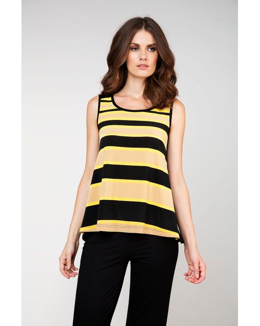 Conquista Black Striped Sleeveless Top