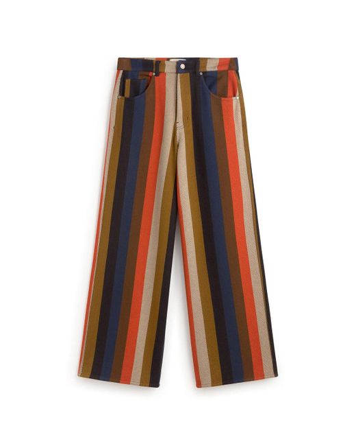 Thinking Mu Brown Striped Wide Leg Burnley Hedda Pants