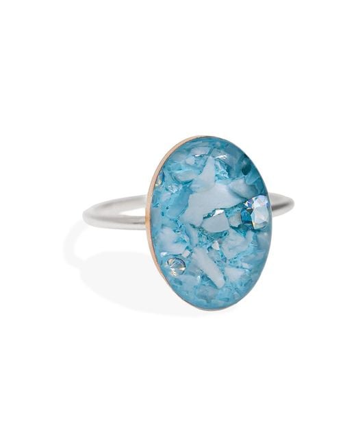 Kate Koel Blue Statement Larimar Oval Cocktail Ring