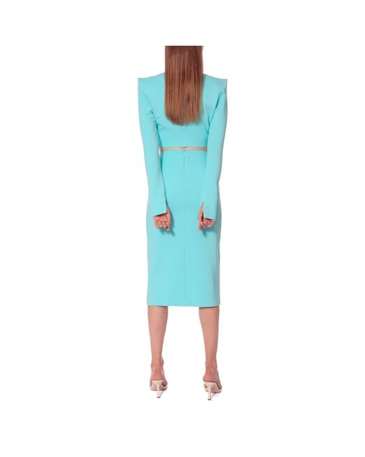 AGGI by HALEWSKI Blue Salma Radiance Midi Pencil Skirt With Slits