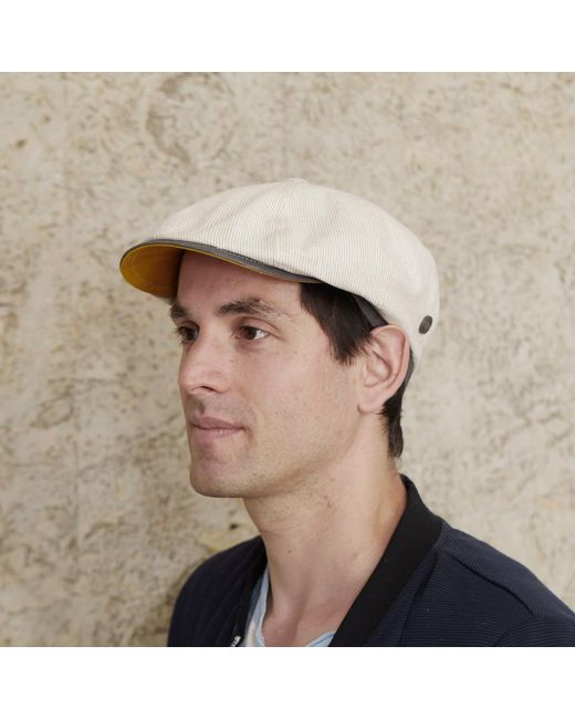 Dasmarca Hats Multicolor Neutrals Raggie Natural Linen Cotton Summer Italian Flat Cap For for men
