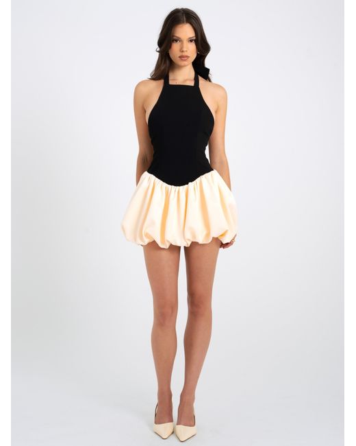 Miss Circle New York Black Yaira Backless Drop Waist Mini Bubble Dress