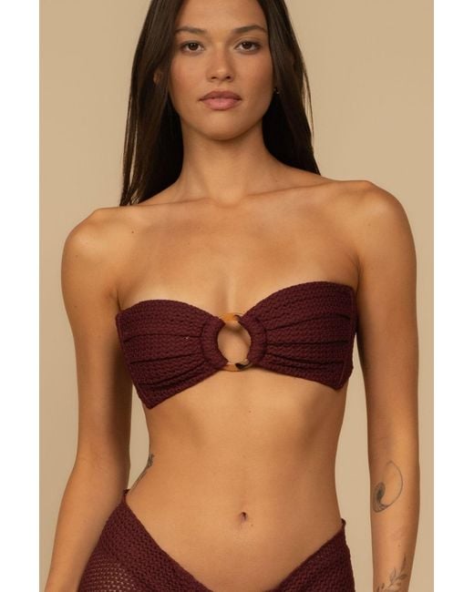 Montce Purple Crochet Tori Ties Bandeau Bikini Top