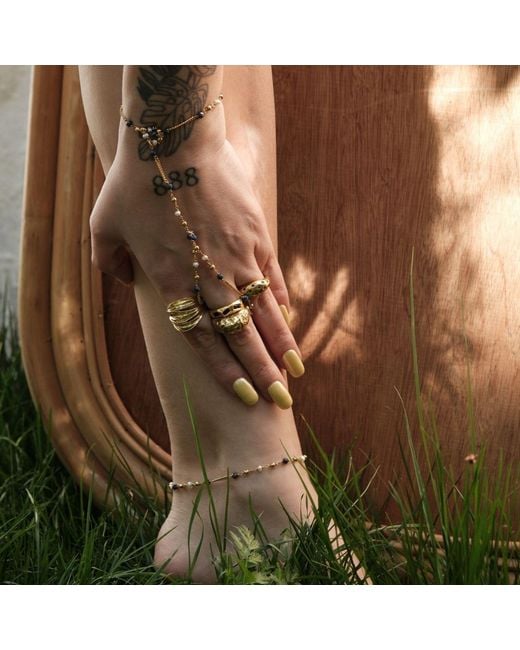 LINYA JEWELLERY Metallic Lapis Natural Stone Anklet