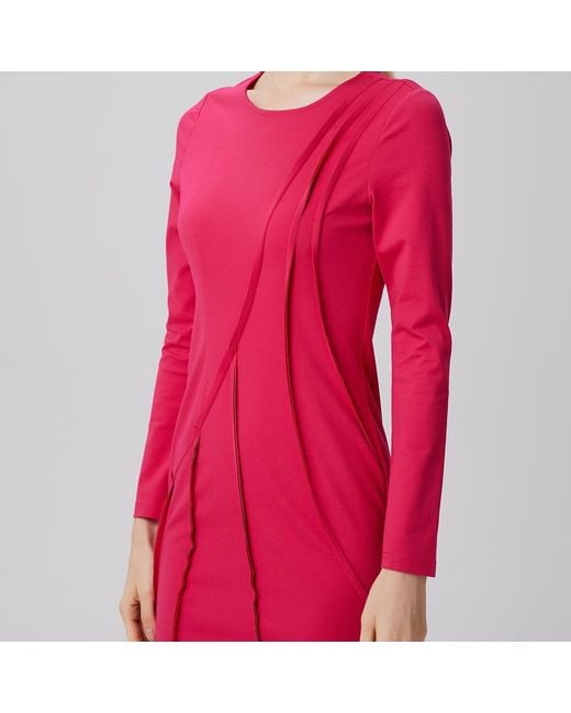 Smart and Joy Red Asymmetric Structural Lines Dress