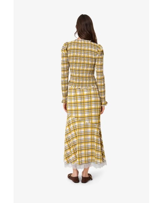 Amy Lynn Metallic Sunnie Plaid Asymetric Lace Trim Skirt