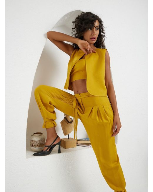 Lumina Eligma Yellow The Arabesque Vest Ensemble – Mustard