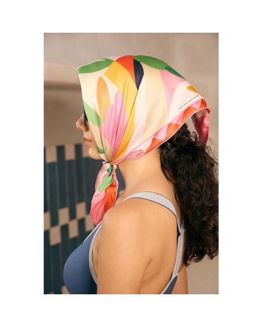 Jessie Zhao New York Pink Double Sided Silk Scarf Of Spring Garden Harmony