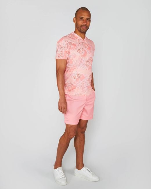 Lords of Harlech Pink Maze Bouquet Island V-Neck Tee for men