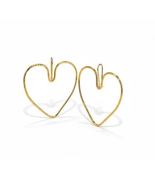 Jaredjamin Metallic Fluttering Heart Hook Earrings