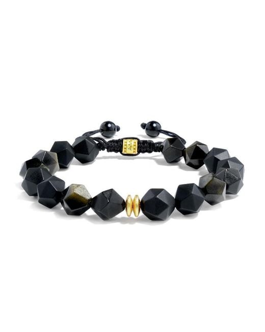 AWNL Black Onyx & Golden Obsidian Macrame Bracelet for men