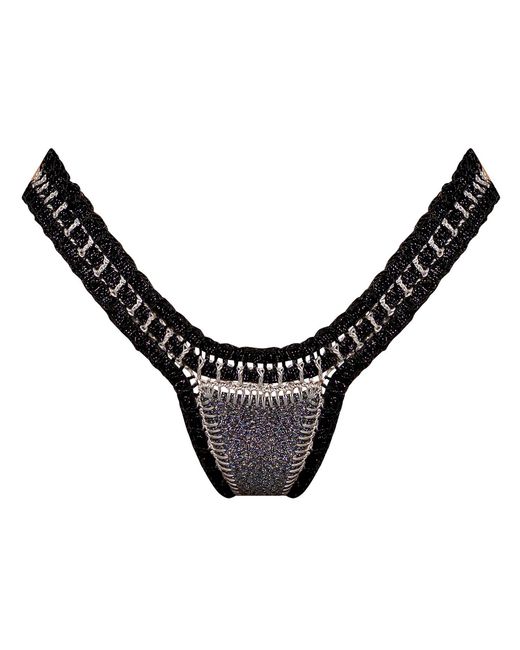 Luxsea Swimwear Black Olympia Lurex Crochet Bikini Bottom