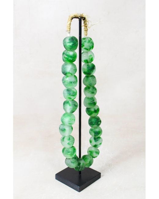Botanical Boys Green Ghana Glass Beads Necklace, & Eight Five Twenty Six