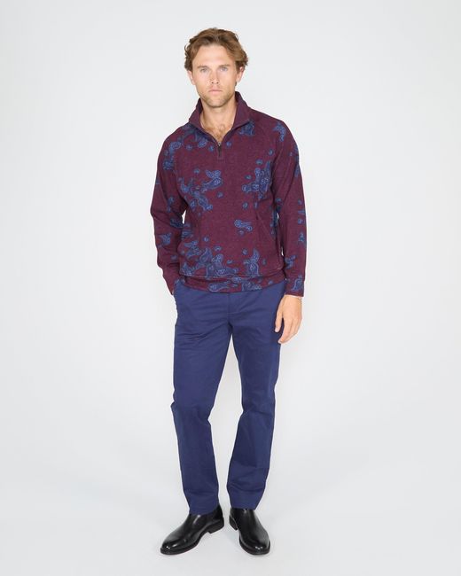 Lords of Harlech Blue Craig Montgat Paisley Quarter-Zip Sweater for men