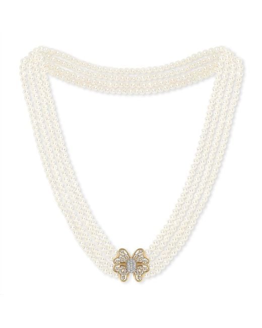 Pearls of the Orient Online White Stella Four Strand Small Cultured Freshwater Pearl Necklace With Butterfly Clasp