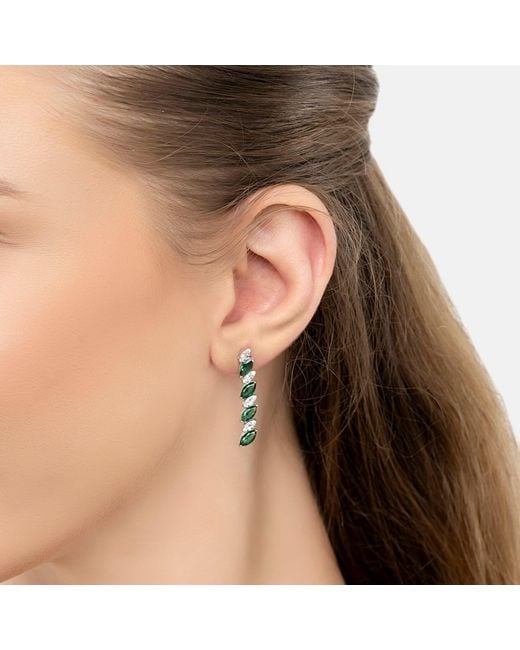 Latelita London Green Viscountess Tennis Drop Earrings Emerald