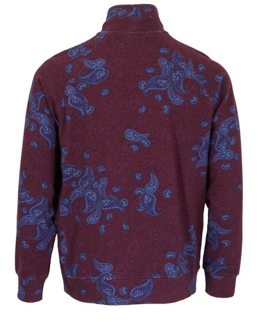 Lords of Harlech Blue Craig Montgat Paisley Quarter-Zip Sweater for men