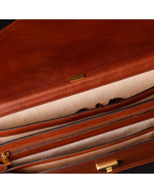 Time Resistance Brown Classic Design Leather Briefcase for men