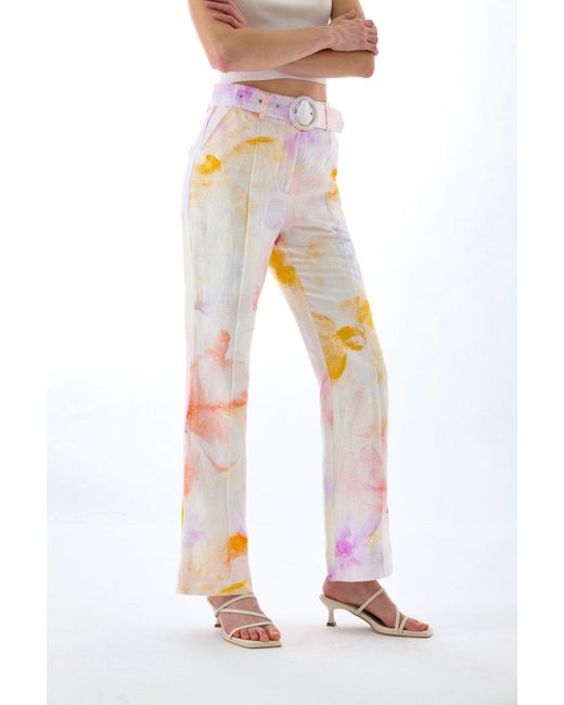 We Are Kindred Pink Josephine Flare Belt Pants-Rose