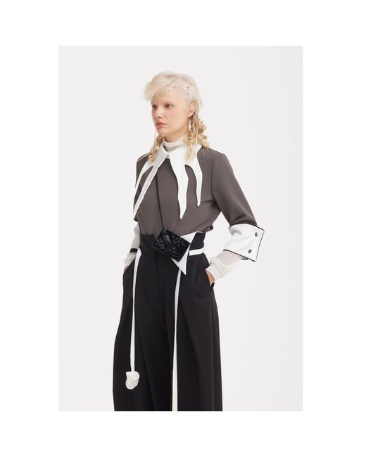 Julia Allert Black Fashion Forward Wide-Leg Pants & Contrast Belt