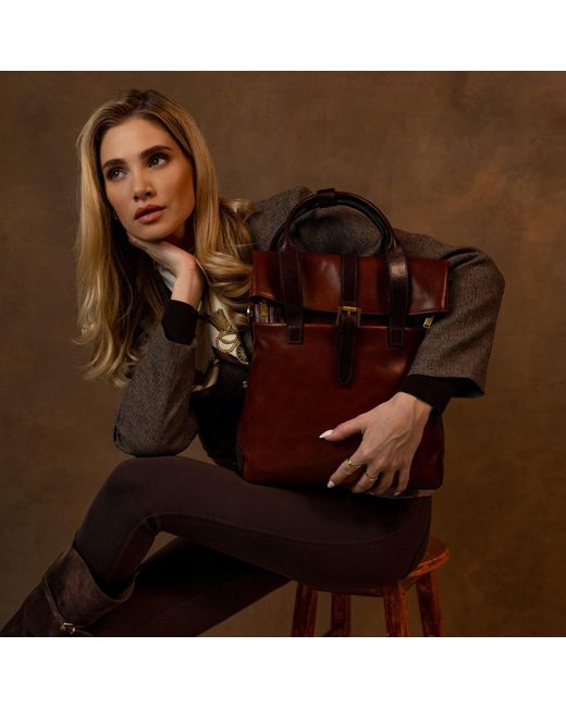 Time Resistance Red Convertible Leather Backpack Shoulder Bag