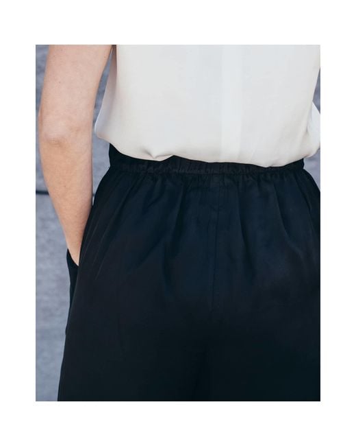 Oh!Zuza Black Echo – Satin Viscose Wide-Leg Trousers