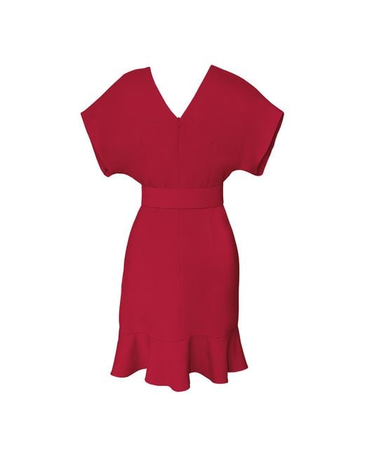 ALINA CERNĂTESCU Red Mariposa Mini Ruffle Cocktail Dress