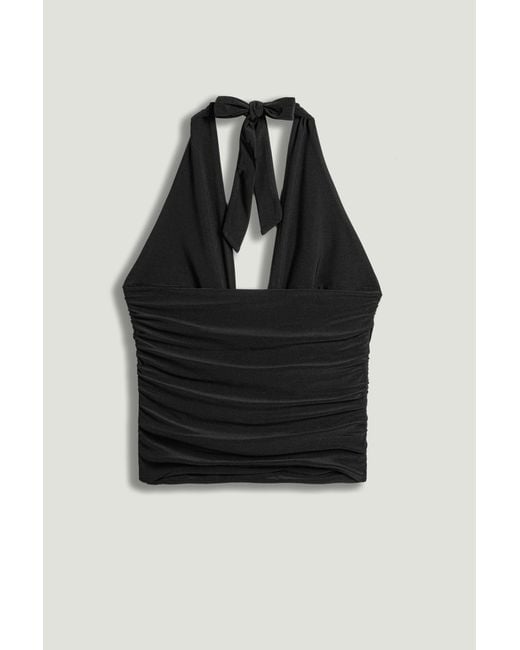 Nocturne Black Deep V Halter Detail Blouse