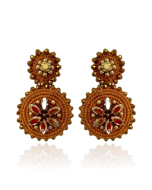 PINAR OZEVLAT Brown Flower Drop Tan