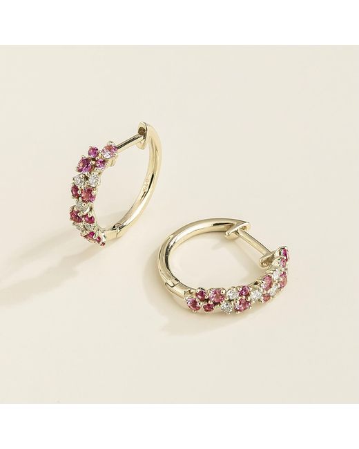 Juvetti Metallic Starry Huggie Earrings Set With Sapphire & Diamond