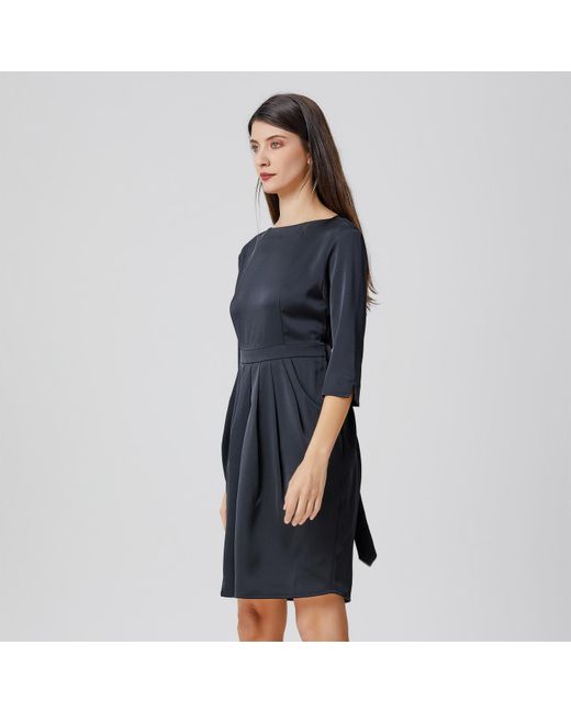 Smart and Joy Black Pegged Dress With Pleats