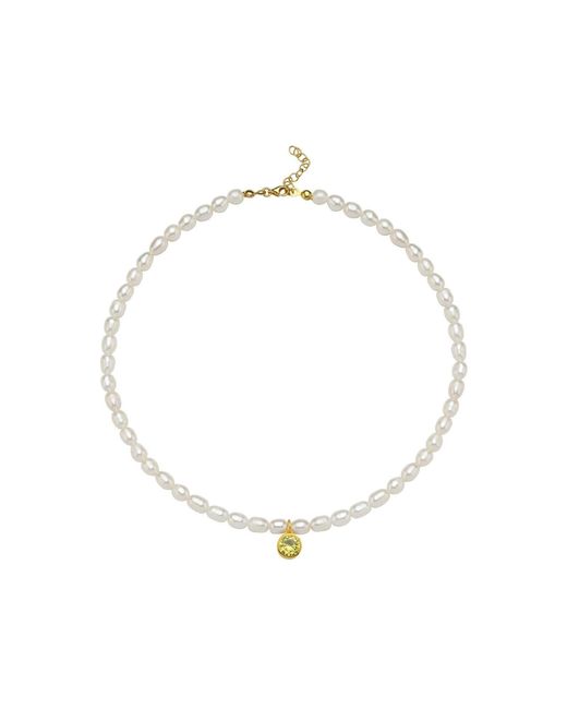 LINYA JEWELLERY Metallic Cosmic Big Pearl Zodiac Necklace Birthtone