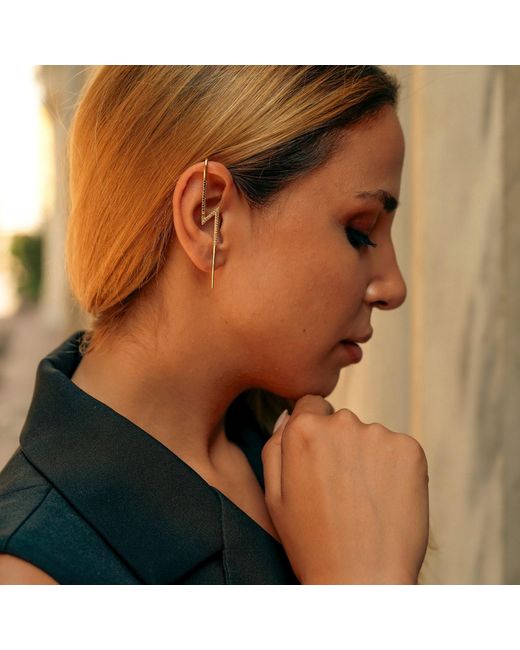 Spero London Metallic True Lightning Gemstones Sterling Bolt Ear Crawler
