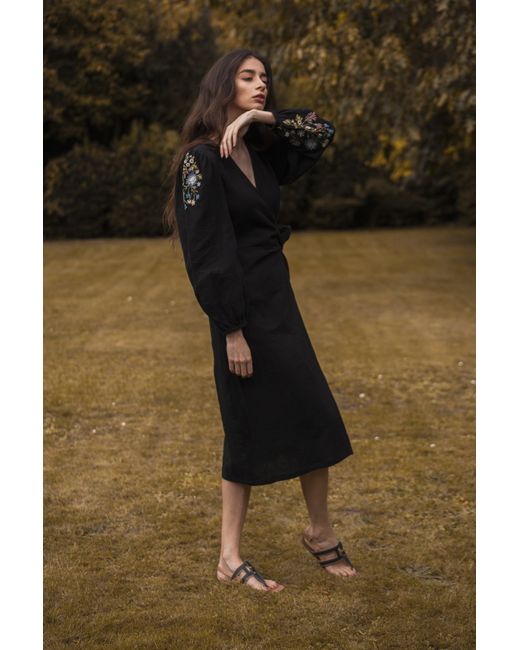 Em & Shi Green Lily Of The Valley Wrap Dress