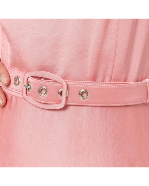 Nissa Pink Belted Viscose Midi Dress