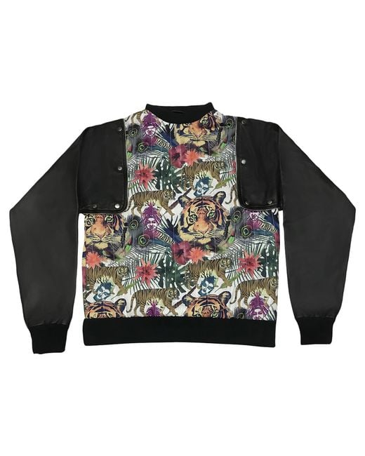Zasta Studio Black Detachable Leather Cotton Hybrid Sweatshirt