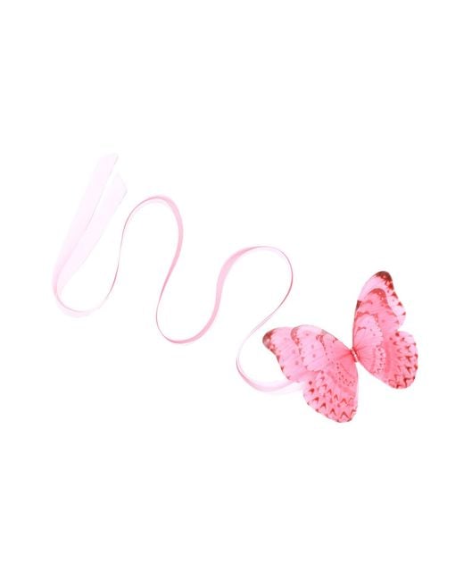 Oana Savu Pink Necklace Ribbon Tie Chocker Silk Butterfly Goddess Festival Accessory