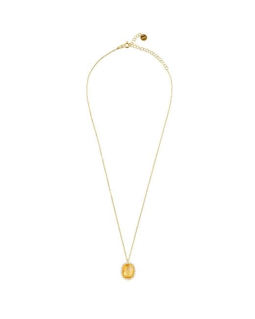 Latelita London Metallic Beatrice Oval Gemstone Pendant Necklace Gold Citrine Hydro