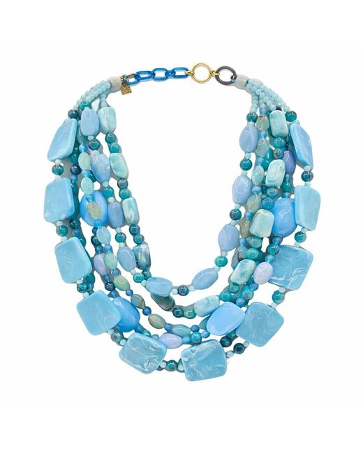 Michael Nash Jewelry Blue Otilia Multi Strand Shades Of Resin Beads