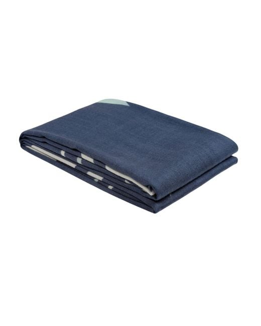 Heritagemoda Blue Luxury Wool-Silk Scarf – Hand-Painted Midnight With Pastel Floral Print