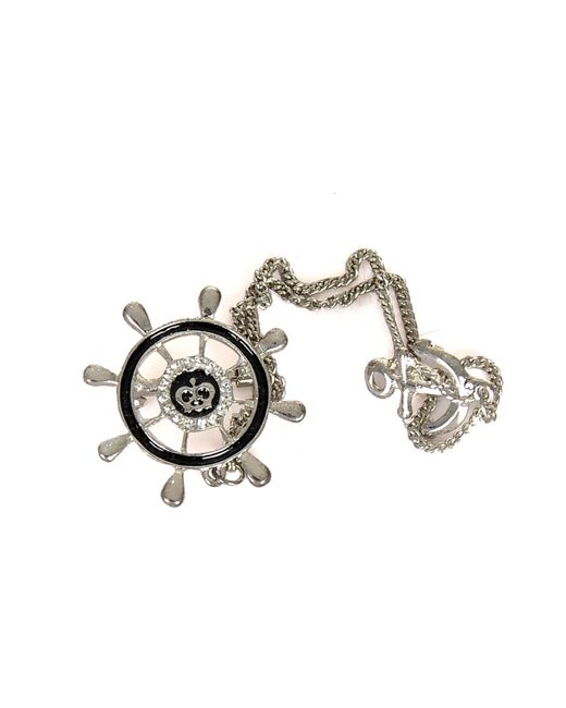 DAVID WEJ Metallic Lapel Pin Rudder Anchor Brooch for men