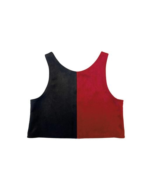 By Noa Rawitz Red Ultra Suede Sleeveless Color Blocked Top- And