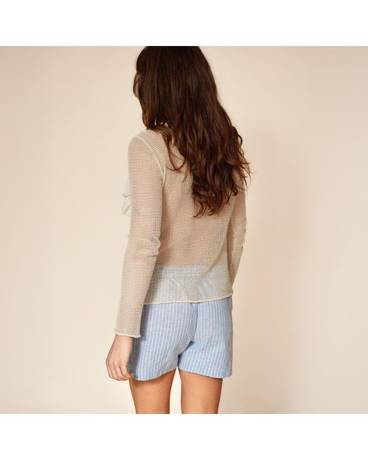 Gunda Hafner Ltd Natural Neutrals Soft Lace Knit Detail Top