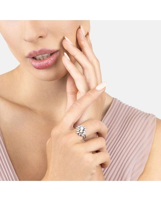 Latelita London Metallic Neutrals Marquise Cocktail Ring Pearl