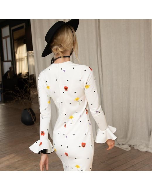 RainSisters White Floral Long Sleeve Maxi Dress