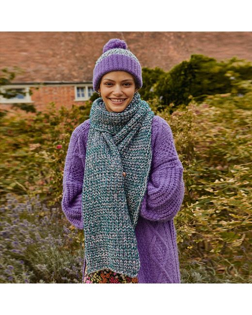 Cara & The Sky Purple Lolly Twist Beanie Bobble Hat for men