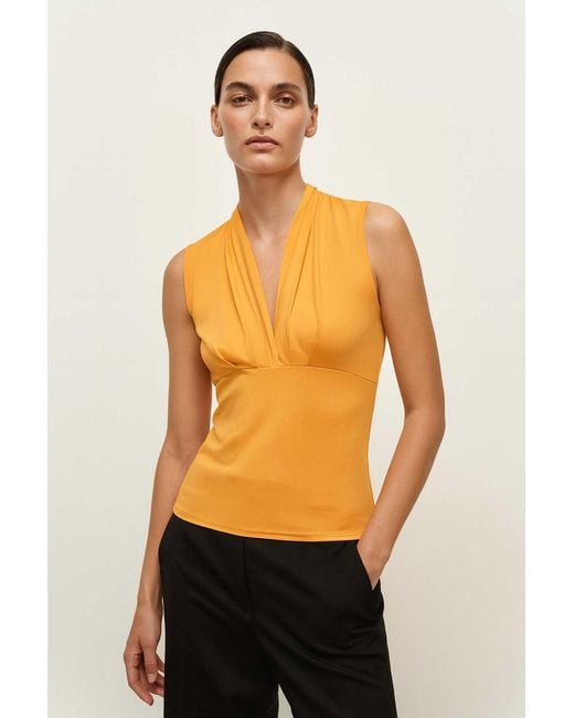 Conquista Orange Burnt Gathered Tank