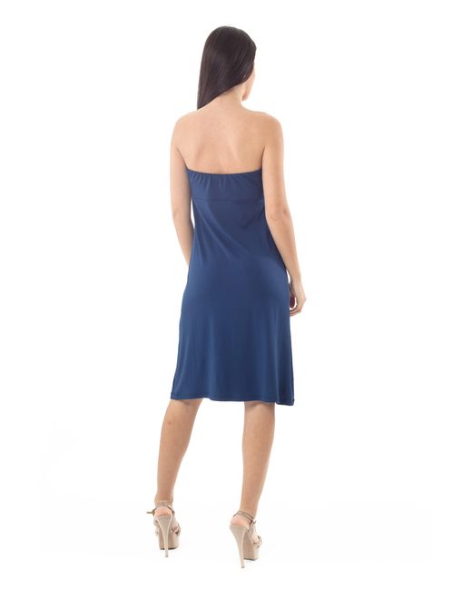 Conquista Blue Strapless A Line Dress