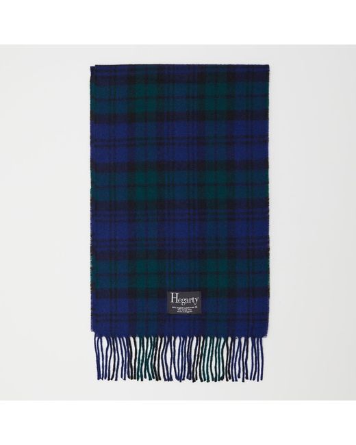 Hegarty Blue Tartan Lambswool Scarf